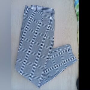 NWT Banana Republic Modern Sloan in Black White Plaid Bi-Stretch Crop Pants 0P
